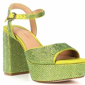 NWT Antonio Melani Babs Rhinestone Platform Heels Size 8 Lime Green
